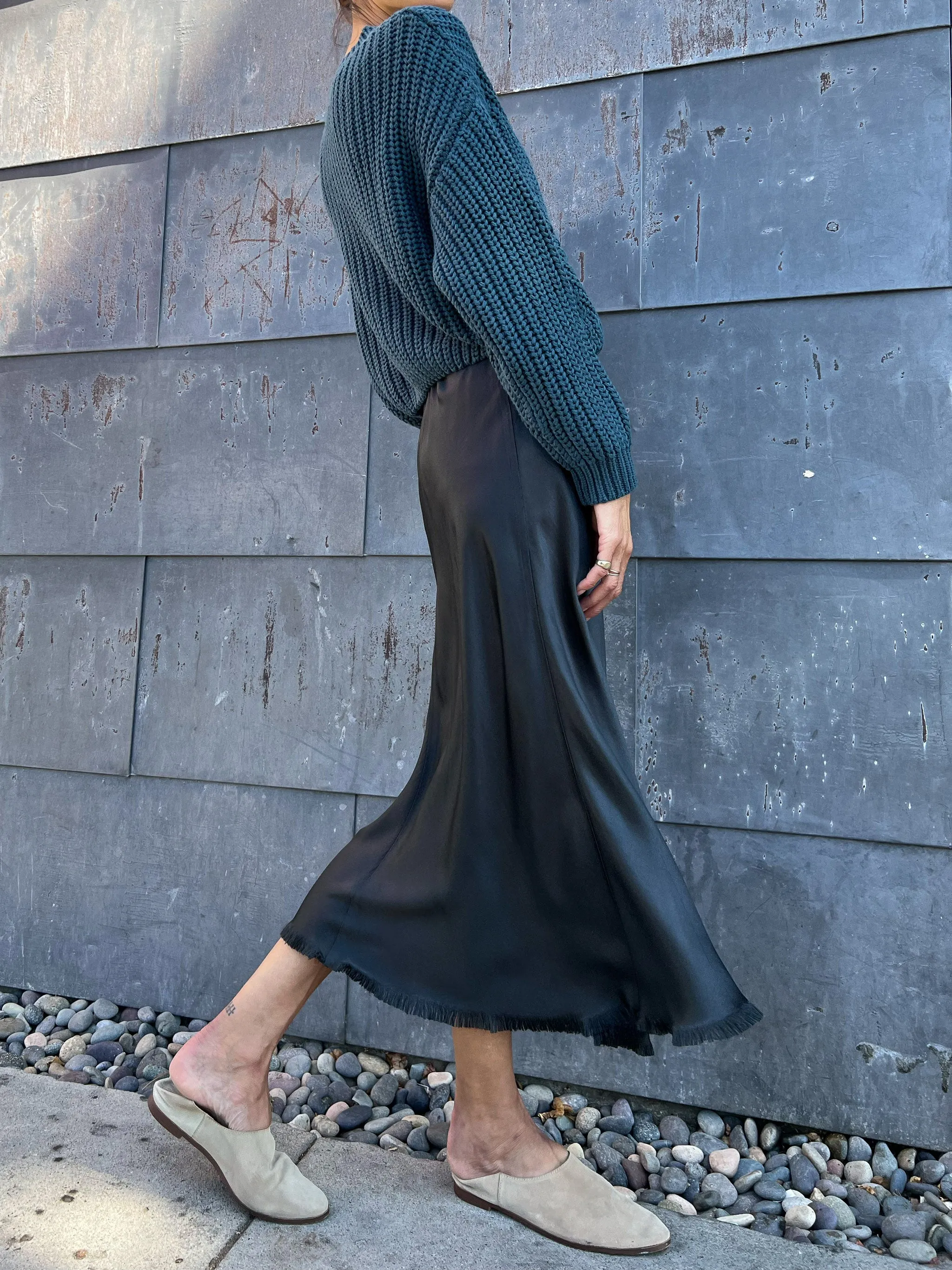 Riley Skirt in Vintage Satin - Lava