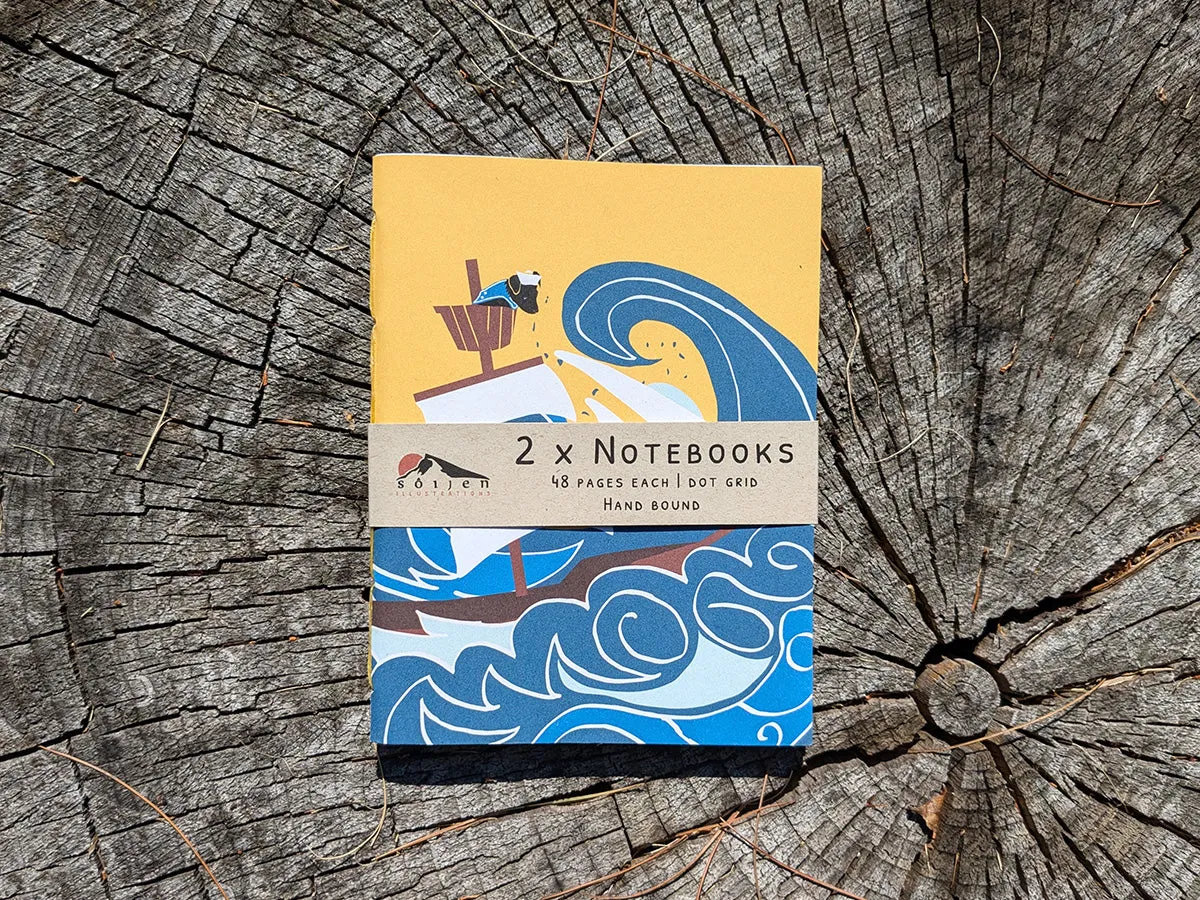 Sailing Pup Pocket Notebook Set | Nautical Adventure Dog