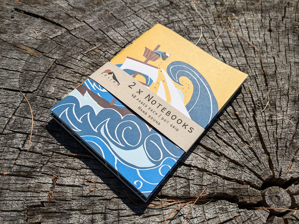 Sailing Pup Pocket Notebook Set | Nautical Adventure Dog