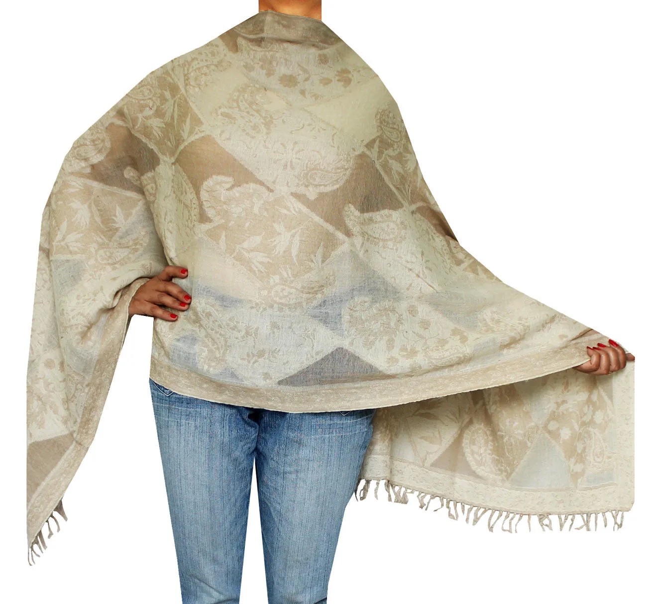 Shawls Wraps Wool Womens Indian Clothes (76 x 26 inches)