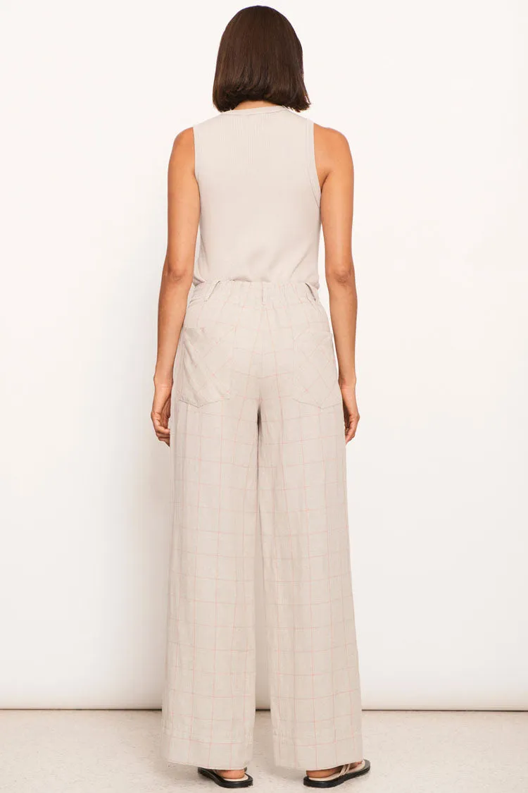 Tiller Straight Leg Pant in Pebble Pink Check