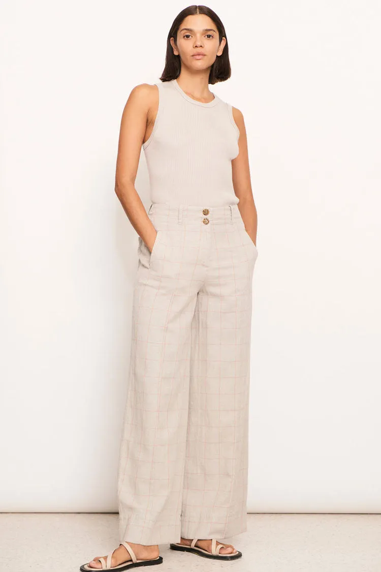 Tiller Straight Leg Pant in Pebble Pink Check