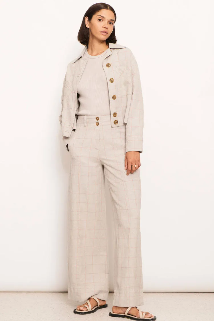 Tiller Straight Leg Pant in Pebble Pink Check