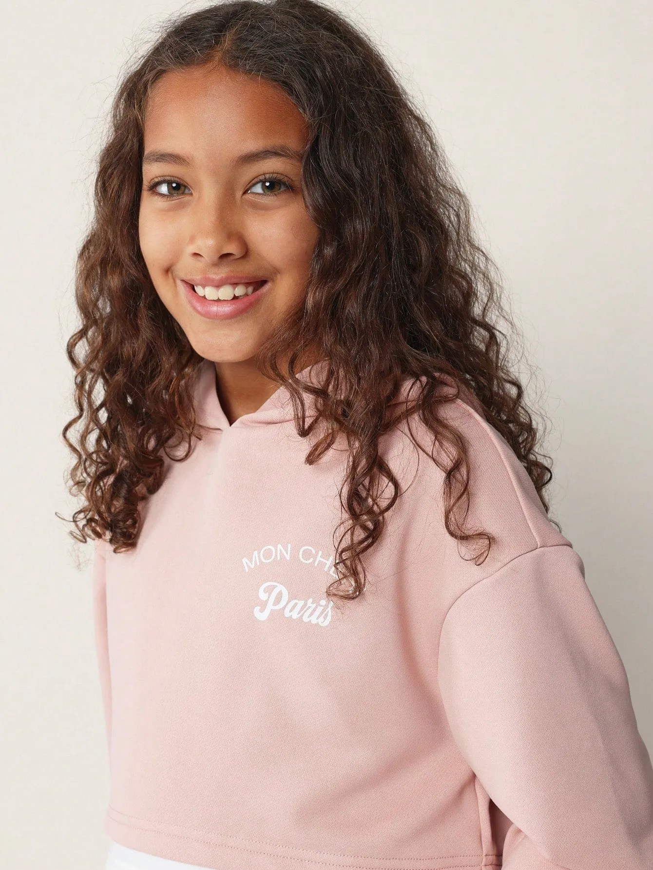Tween Girls Comfy Cropped Double Layer Overhead Hoodie And Straight Fit Sweatpants With Graphic Print 2 Piece Set