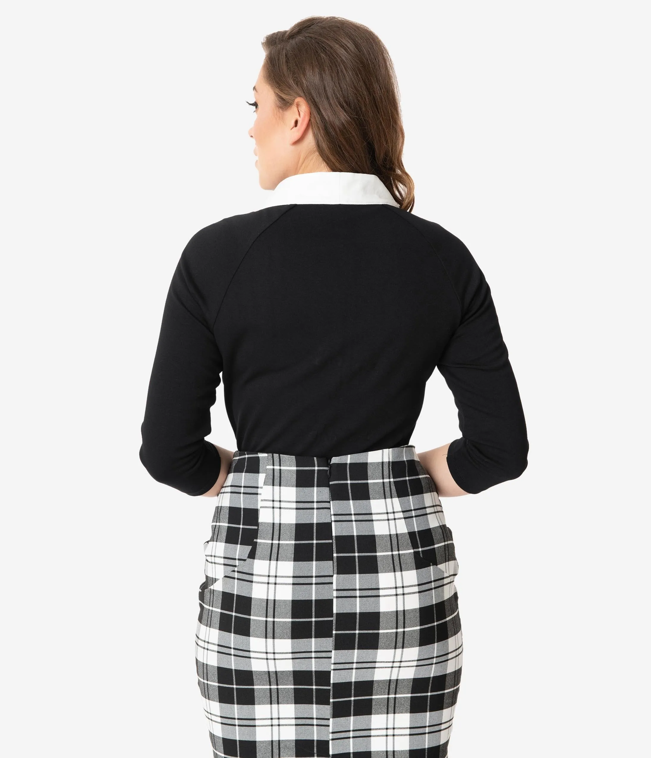 Unique Vintage 1950s Black & White Bow Tie Charlotte Top