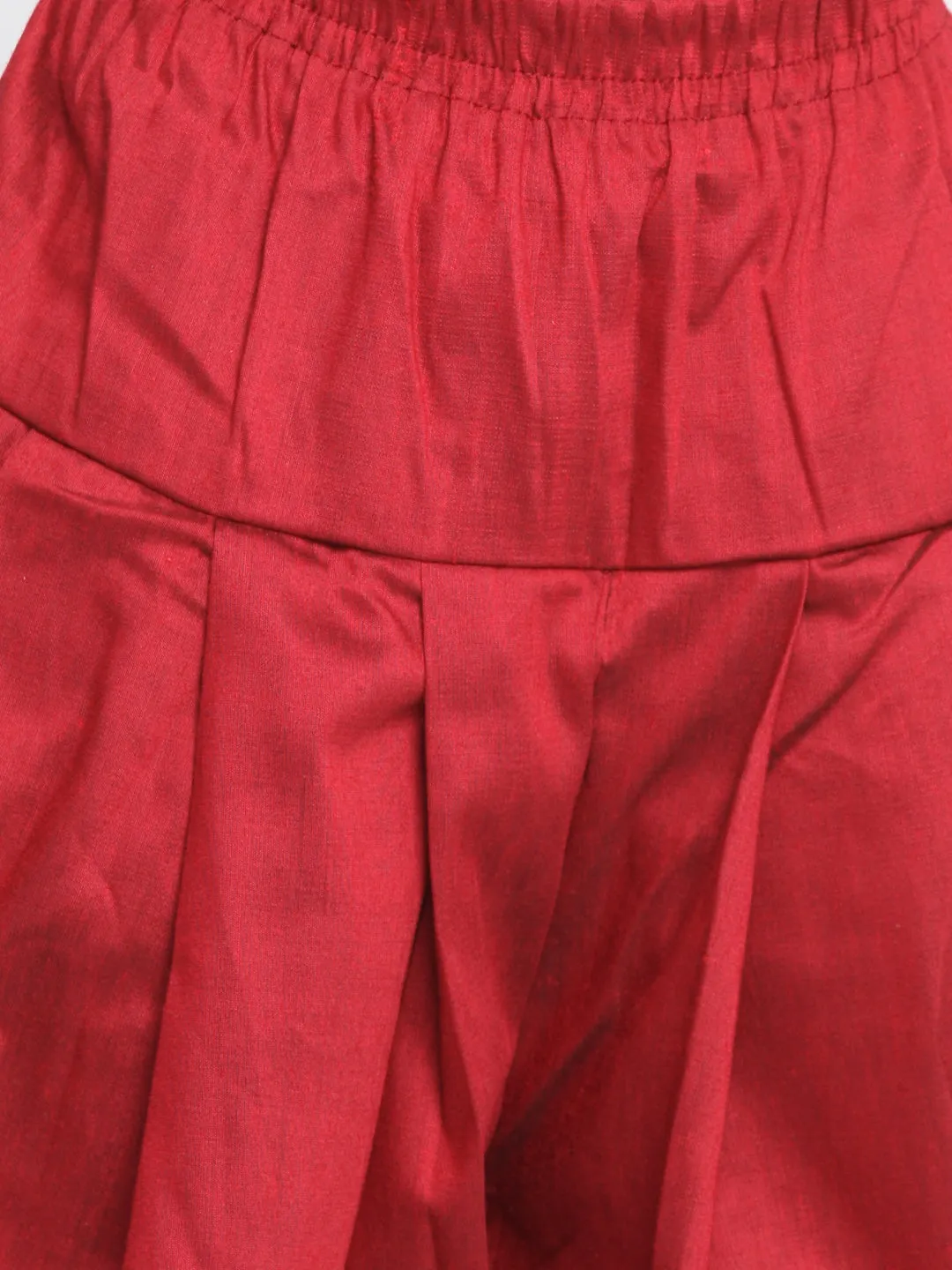 VASTRAMAY Banarasi Maroon Woven Siblings Set