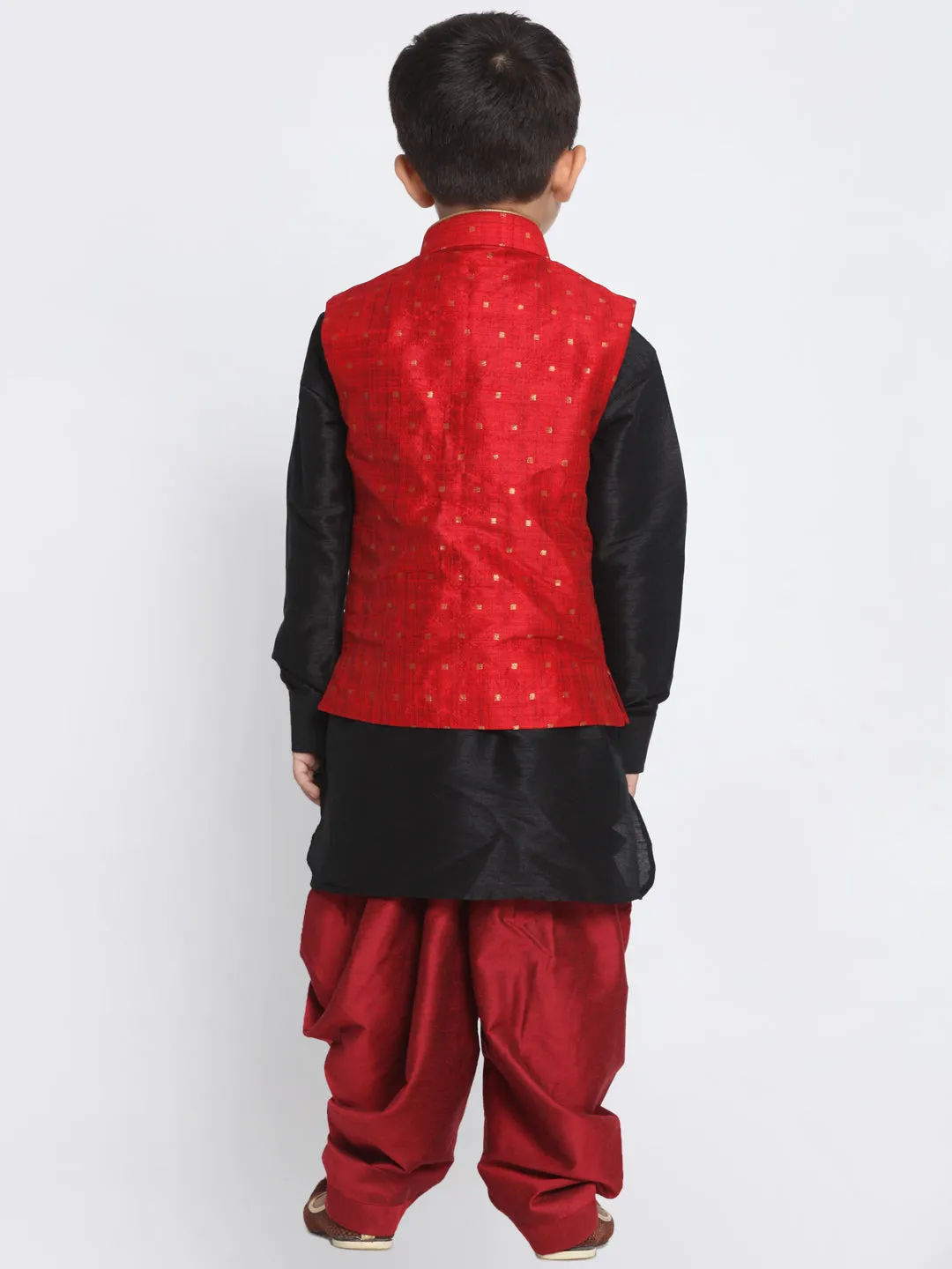 VASTRAMAY Banarasi Maroon Woven Siblings Set
