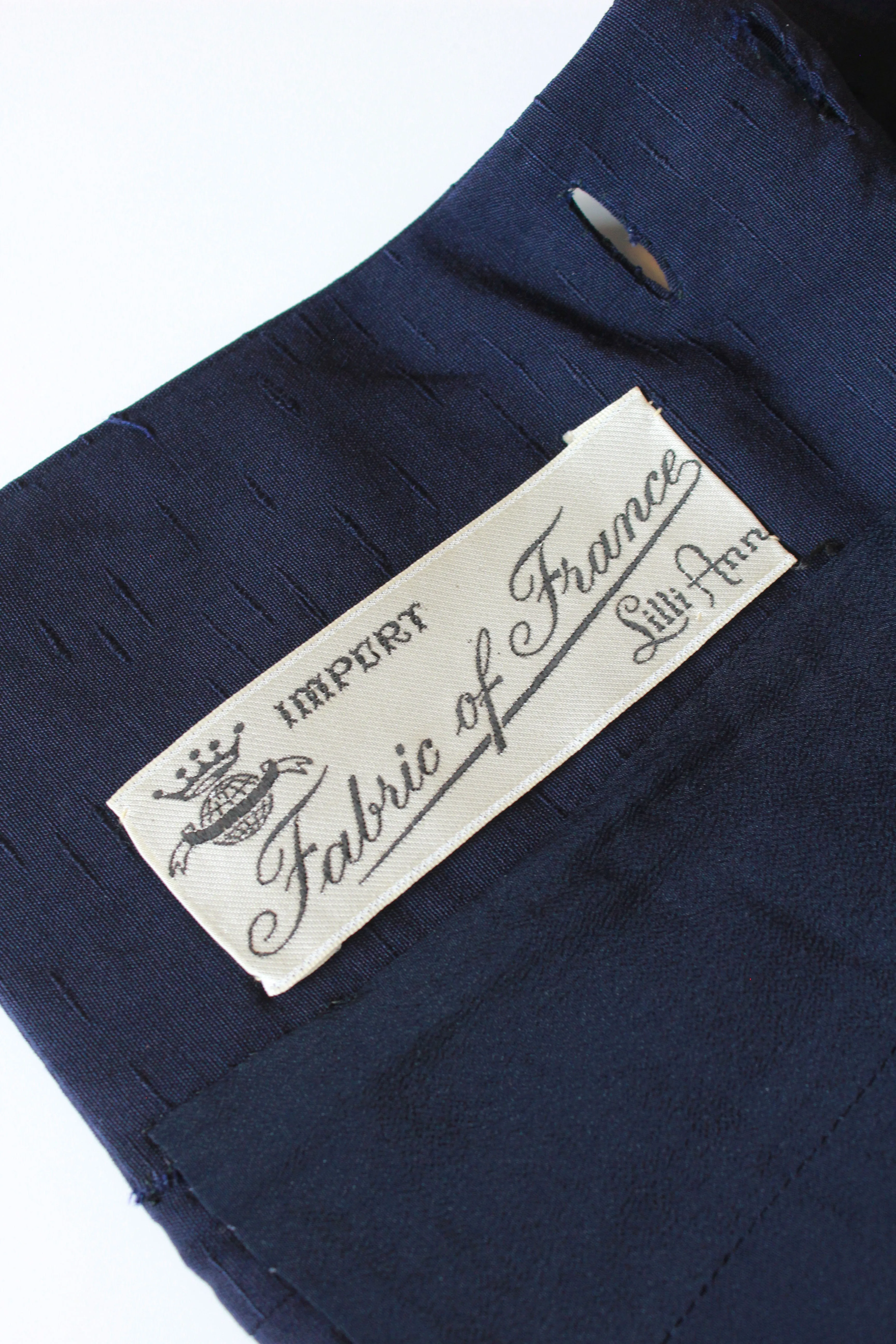 Vintage 1950s Blue Skirt Set With Fitted Eyelet Jacket, Lilli Ann XS