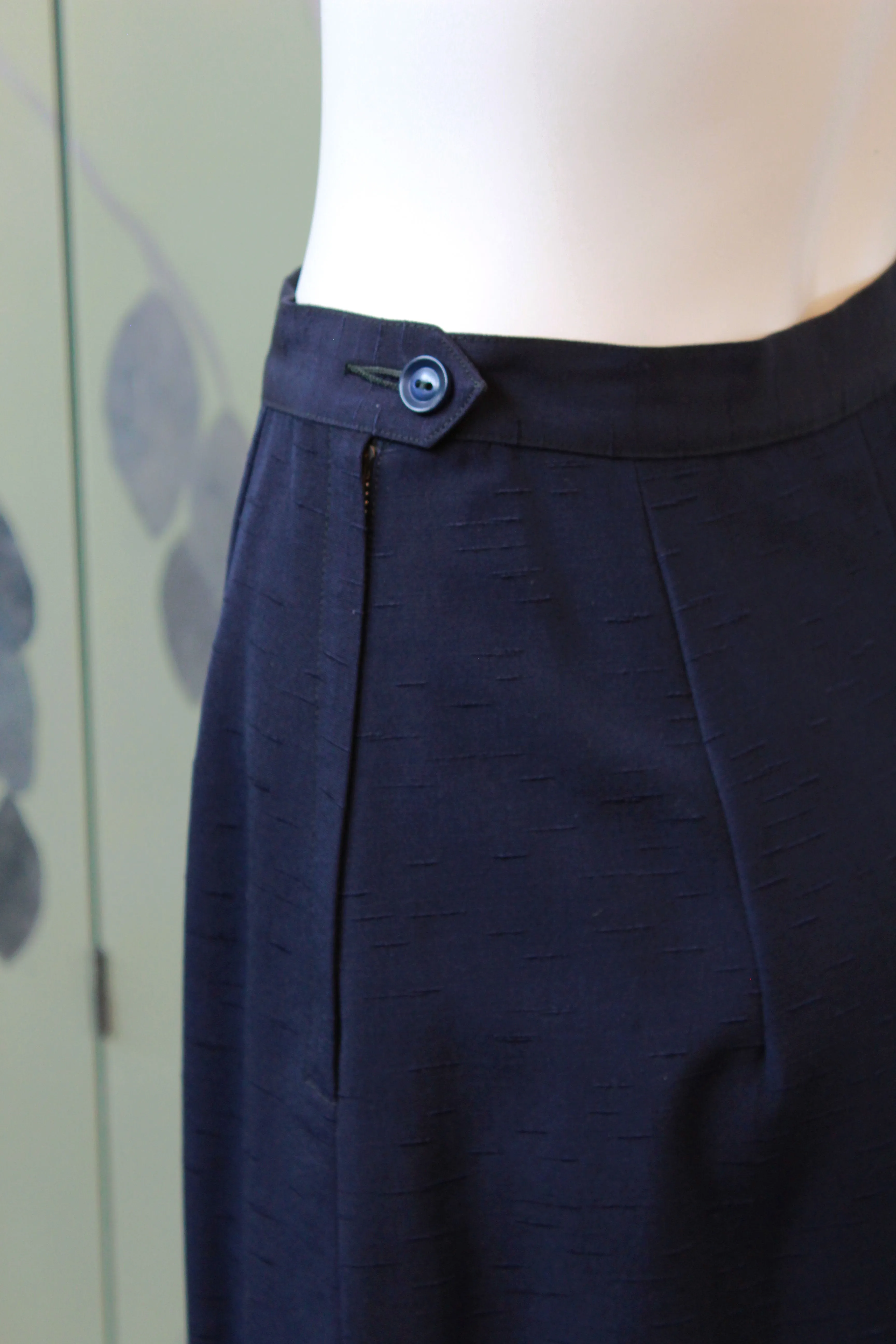 Vintage 1950s Blue Skirt Set With Fitted Eyelet Jacket, Lilli Ann XS