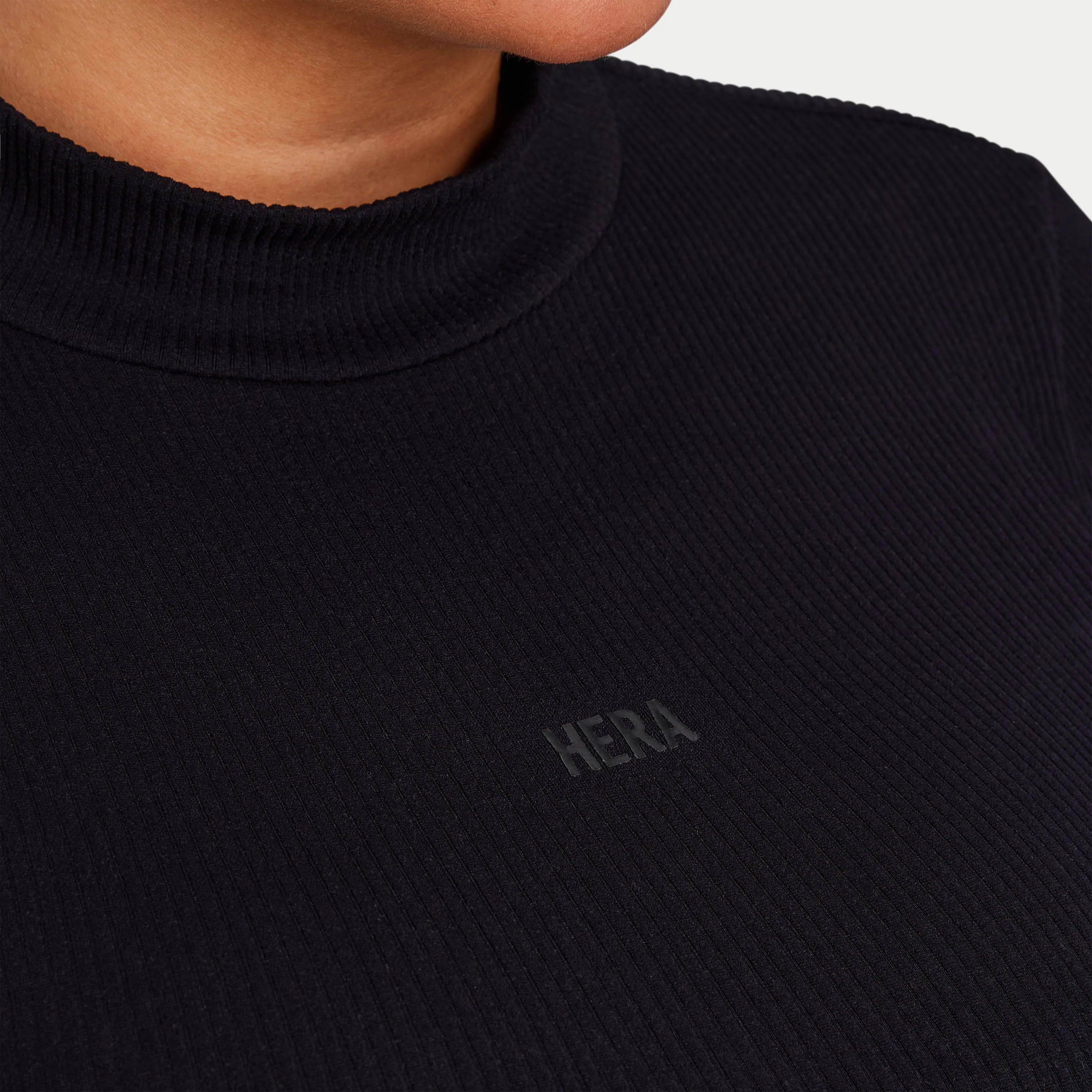 Womens Ribbed Base Long Sleeve Crop - Black