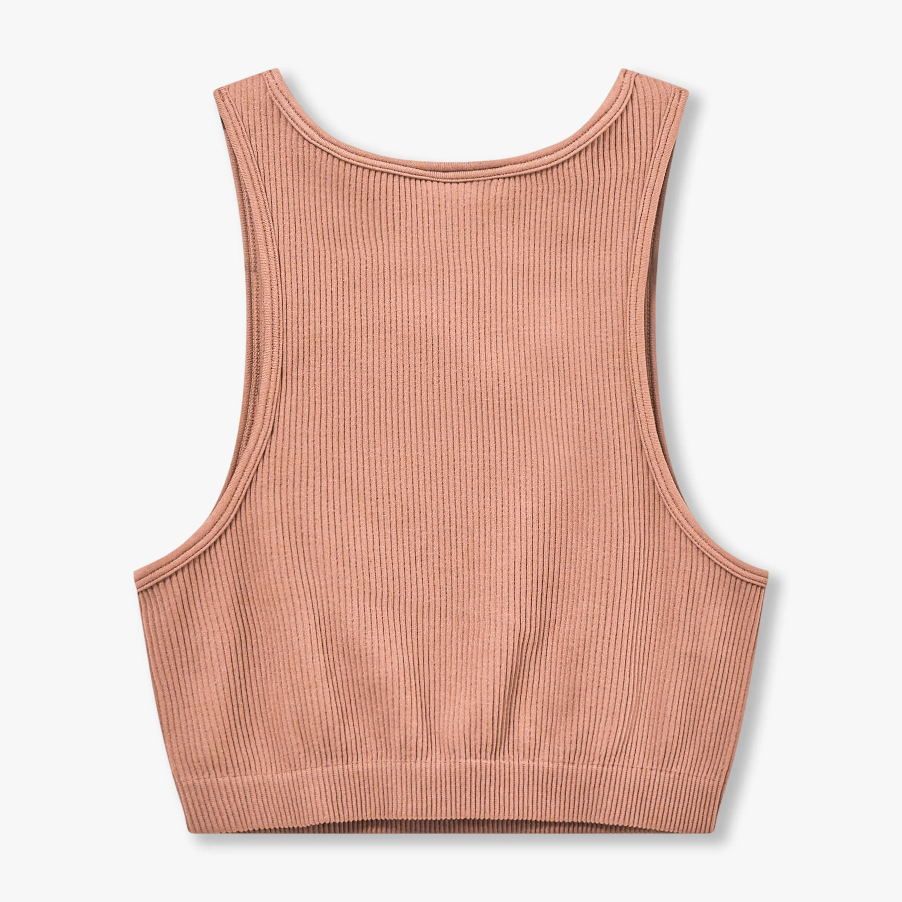 Womens Ribbed Base Racer Crop Top - Acorn Brown