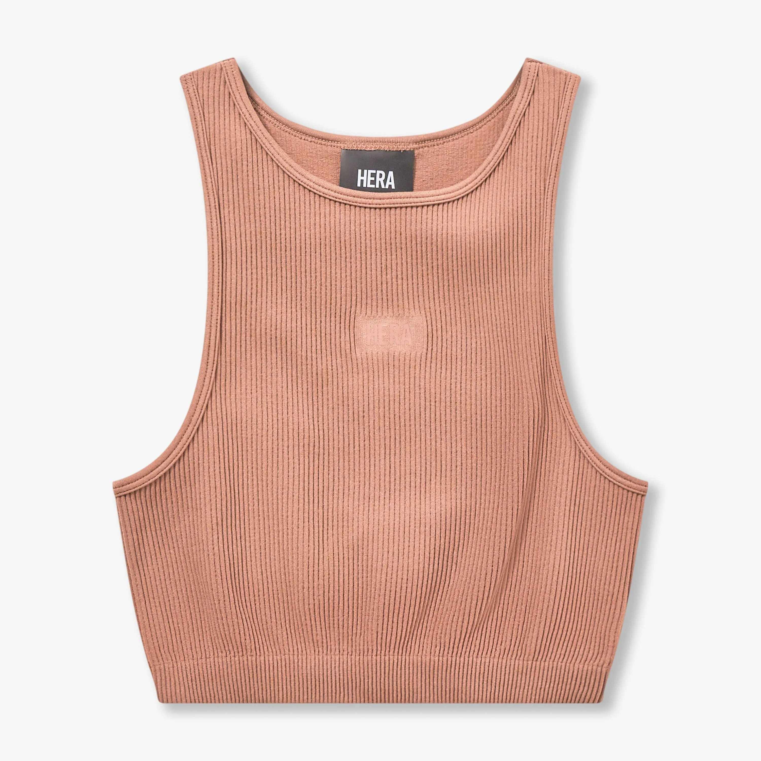 Womens Ribbed Base Racer Crop Top - Acorn Brown