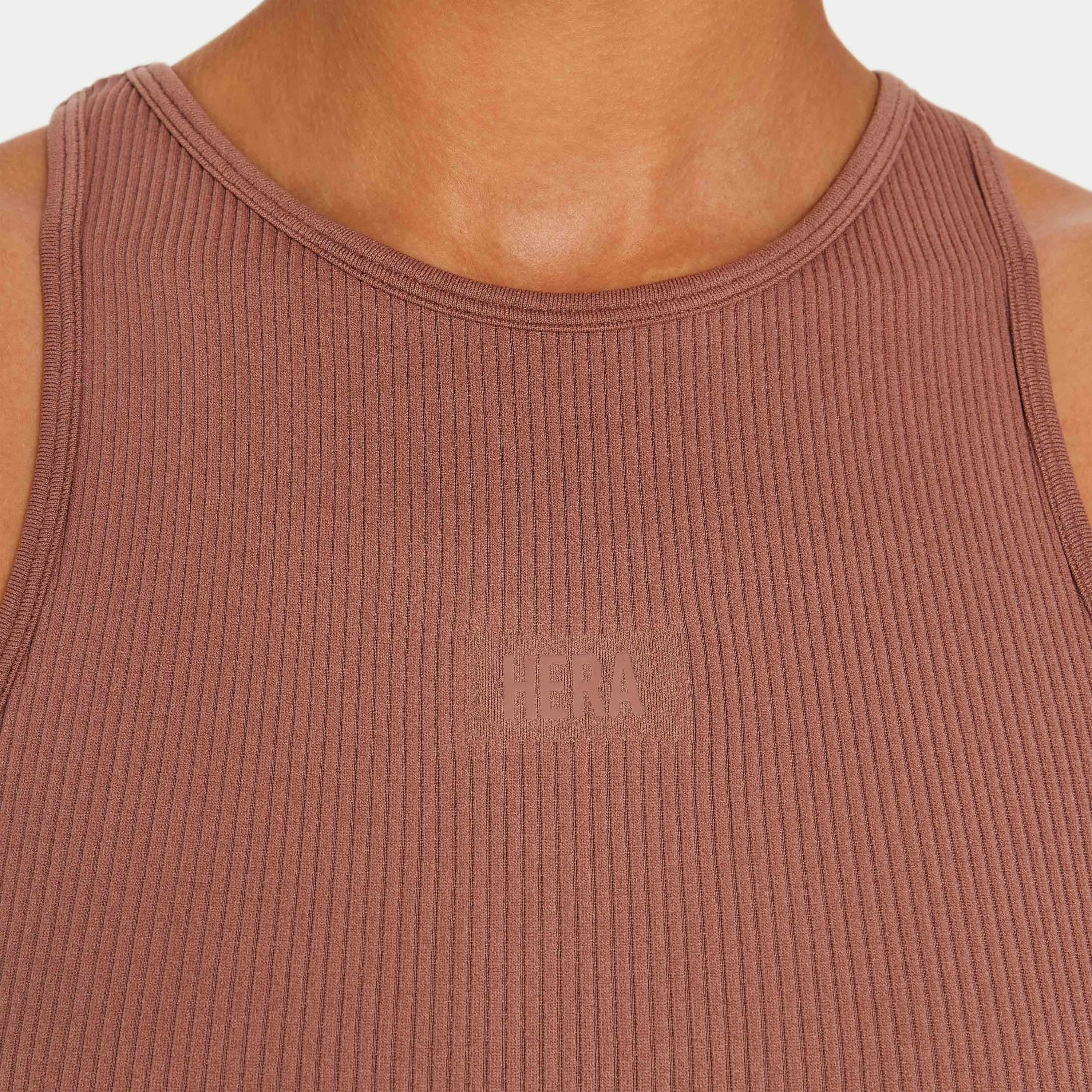 Womens Ribbed Base Racer Crop Top - Acorn Brown