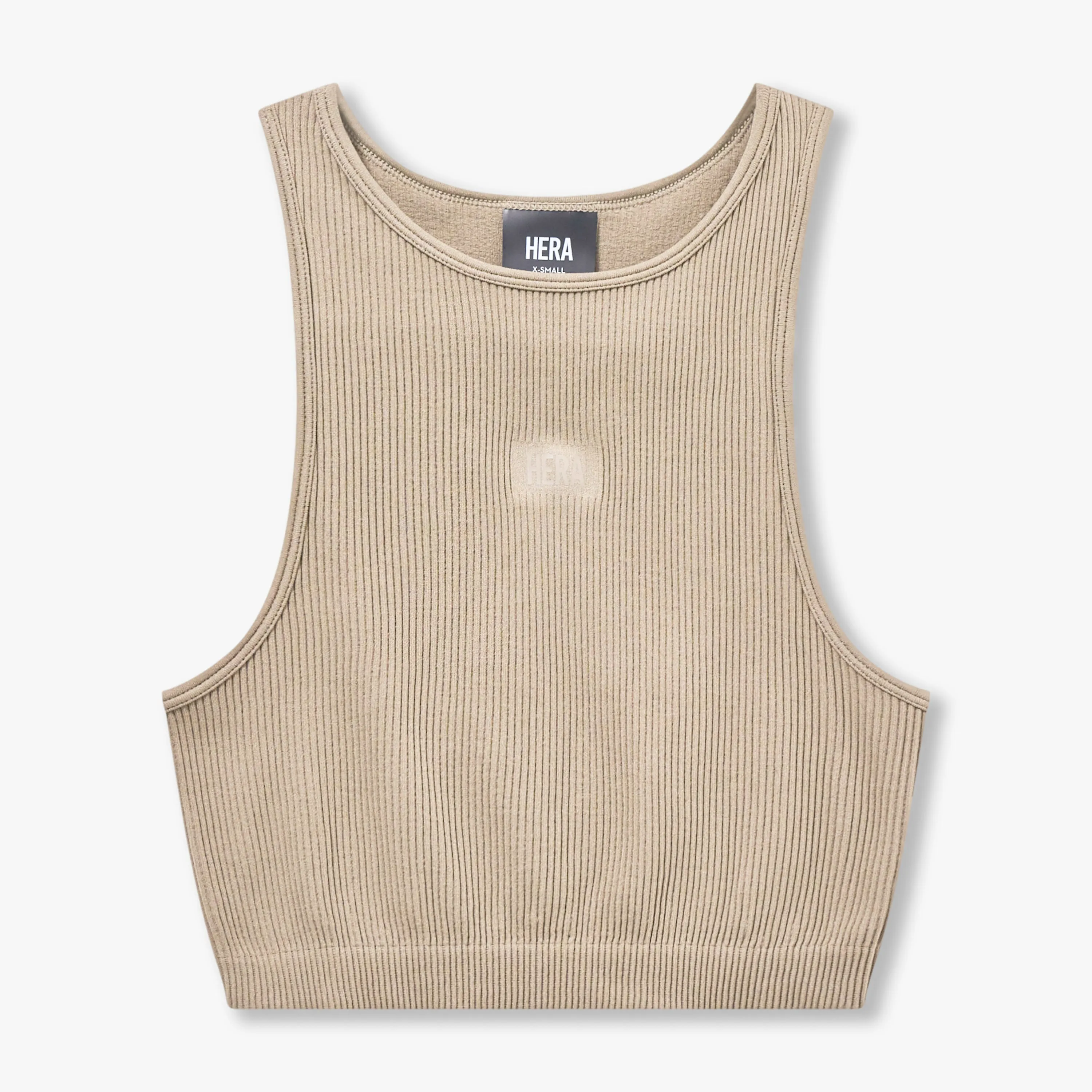Womens Ribbed Base Racer Crop Top - Grey Green