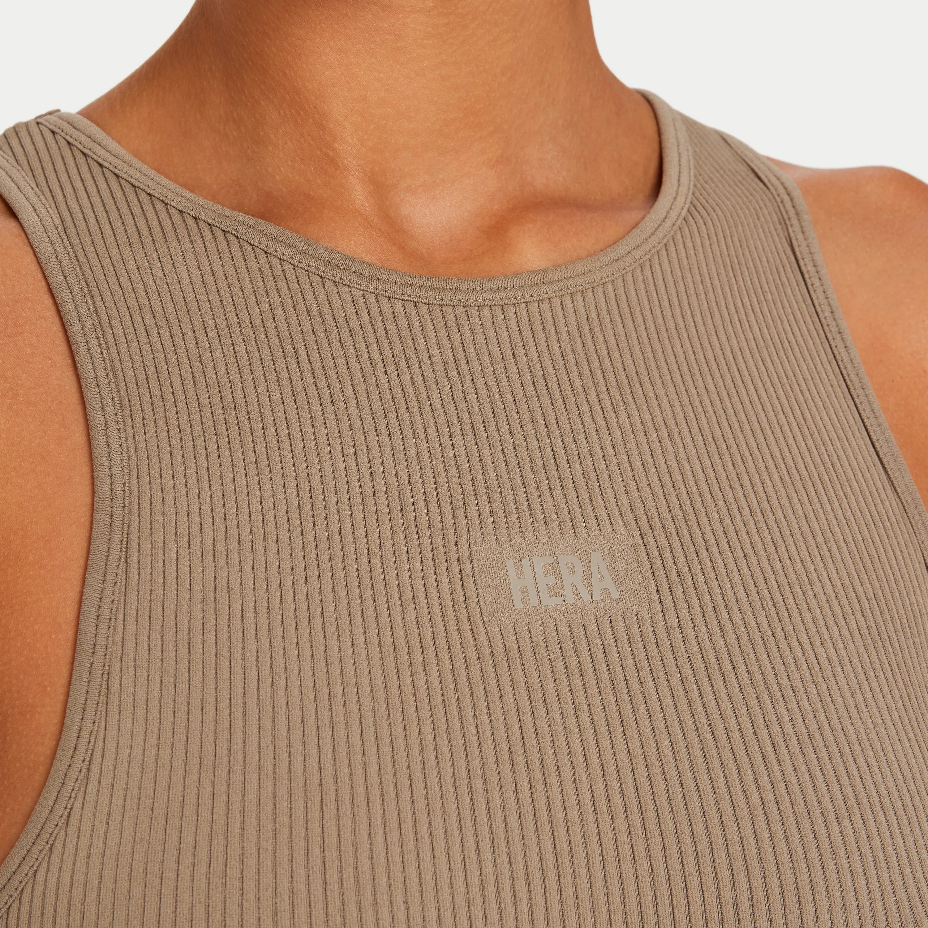 Womens Ribbed Base Racer Crop Top - Grey Green