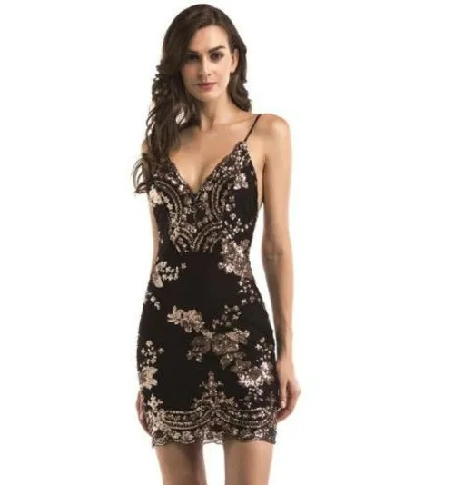 Women's Sexy Glitter Bandage Bodycon Wrap Dress