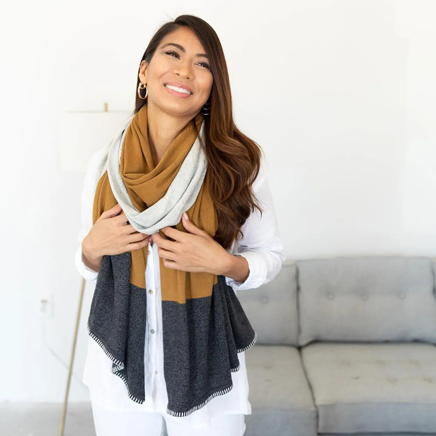 Women's Zestt Organics Organic Cotton Dreamsoft Travel Scarf Bronze Colorblock
